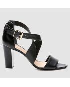Sandales en Cuir Juti noires - Talon 8 cm